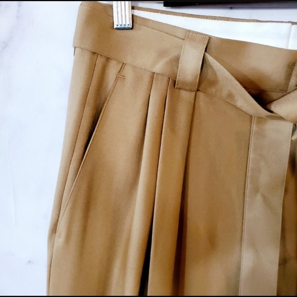 NWT J. Crew Collection cognac camel soft wool wide leg pants belt trousers 6 - Picture 7 of 9